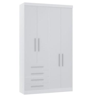 Imagem de Guarda Roupa Modulado 90cm 2 Portas E 4 Gavetas Alpes Luciane Móveis Branco Pf Com Verde Pf