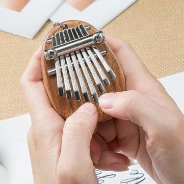 Imagem de 8 teclas mini madeira kalimba dedo polegar piano marimba musical bons acessórios presente pingente