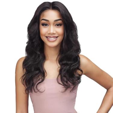Imagem de ManeMajesty Perucas de cabelo humano sem cola Body Wave Lace Front Wig cabelo humano pré-arrancado pré-cortado 33 x 10 peruca frontal com cabelo de bebê castanho escuro natural 45,7 cm