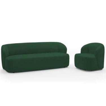 Imagem de Sofá 2 Lugares 170cm Com Poltrona Giratória Orgânica Heidy F04 Veludo 