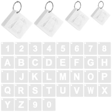 Imagem de CONEHOY 172 peças de estênceis de letras e números, 4 tamanhos, modelos de alfabeto de números de plástico reutilizáveis para projetos de artesanato DIY, pintura de madeira, paredes de tecido, placas