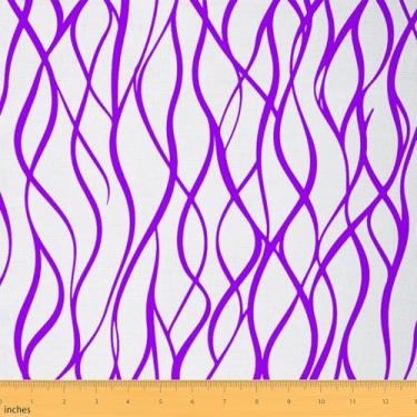 Imagem de Erosebridal Tecido listrado lavanda por jarda, tecido de estofamento geométrico minimalista, tecido abstrato contemporâneo para ambientes internos e externos, tecido decorativo simples geométrico,