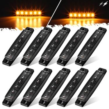 Imagem de Partsam 10 peças de luzes estroboscópicas de LED âmbar de 9,7 cm, luzes de liberação de marcador lateral de reboque de função dupla para sinalização de seta, caminhões traseiros, trailers, trailers