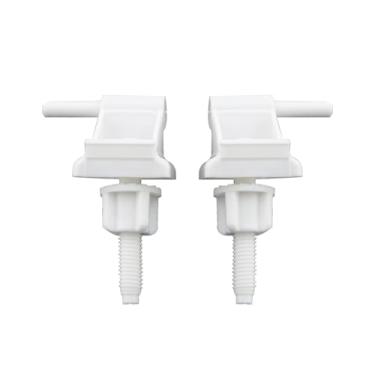 Imagem de WELWIK 2 peças de assento sanitário universal de plástico branco dobradiças esquerda e direita com parafusos e porcas adequadas para casa/madeira/banheiros RV