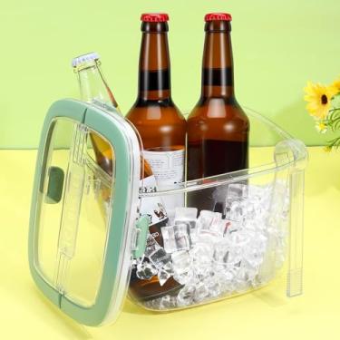 Imagem de PercyEffie Caixote de armazenamento de cubos de gelo 5L com tampa selada, balde de gelo portátil, recipiente para congelador, transparente, para bar, hotel, geladeira, recipientes, uísque, vinho