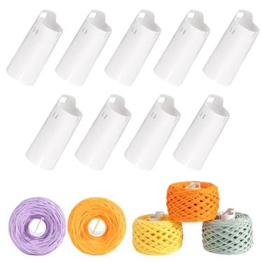 Imagem de Etcokei 9 tubos de esferas de fio para enrolador de fios elétrico Etcokei M1, tubo de bolo de fio ABS reutilizável para armazenamento limpo e acessórios de tricô/crochê sem emaranhados
