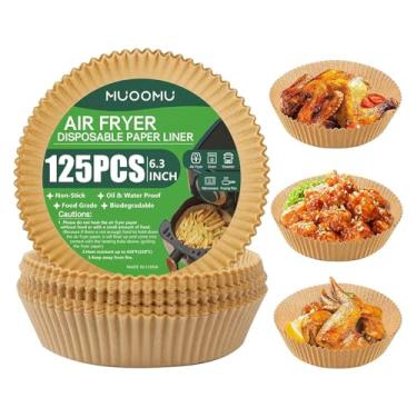 Imagem de Forro de papel descartável Air Fryer, pergaminho redondo antiaderente, acessórios para airfryer, à prova de óleo, à prova de água, filtro de assar para frigideira de forno de micro-ondas (125 peças