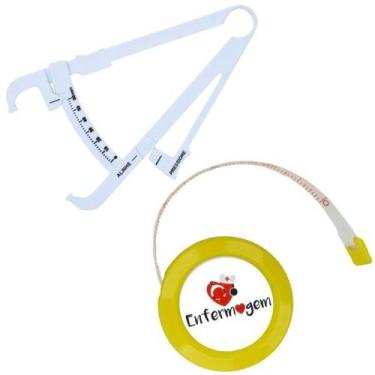 Imagem de Kit Avaliacao Fisica Medir Gordura Corporal Fita Metrica Imc Adipometr