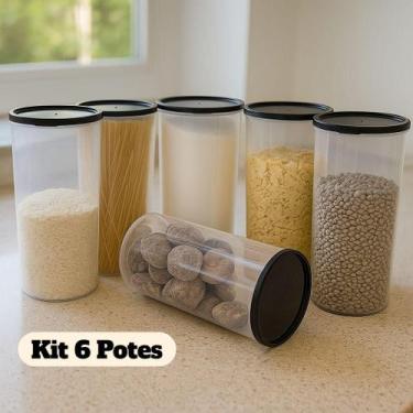 Imagem de Kit 6 Potes Plásticos Redondos e Transparentes 2,5 litros Cozinha Orga