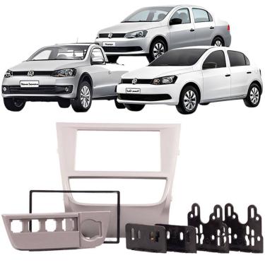 Imagem de Moldura 2 Din Gol Saveiro Voyage G6 2012 à 2016 Cinza Painel Central Multimidia 6.2 e 7 Polegada Mp5