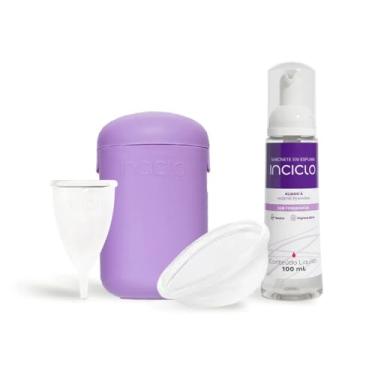 Imagem de Kit Coletor Menstrual Inciclo Modelo A, Disco Menstrual, Cápsula Esterilizadora e Espuma Íntima - Para Mulheres com 30 anos ou +
