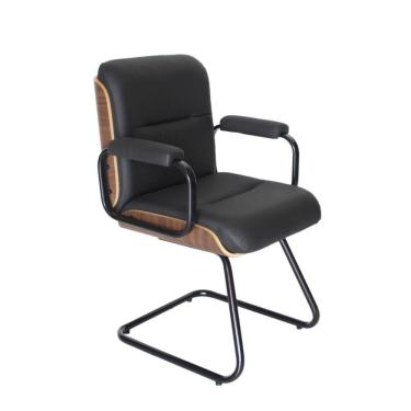 Imagem de Poltrona Eames Diretor Fixa Linha Capa Em Madeira Preto