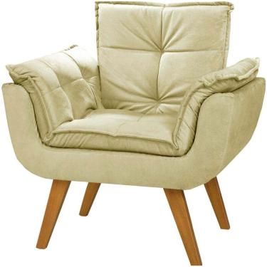 Imagem de Poltrona Decorativa Opala Suede Bege - Dora Bela