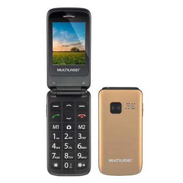Imagem de Celular Multilaser Flip Vita P9043 Tela de 2,4”, Dual Chip, MP3, Câmera VGA, Bluetooth - Dourado