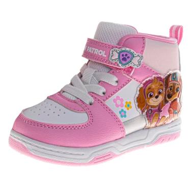 Imagem de Josmo Tênis de cano alto Minnie Mouse Frozen Elsa Anna Patrulha Canina Skye Lilo & Stitch Moana sapatos para meninas, tamanho infantil a criança pequena, Rosa e branco - Patrulha Canina, 10 Toddler