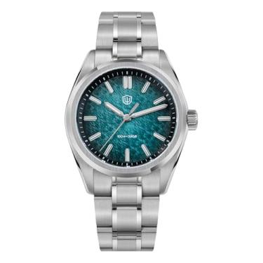 Imagem de Watchdives Relógio masculino de luxo WD0003B – Mostrador de pedra natural VH31 Relógio mecânico com movimento de quartzo e cristal de safira para ele, pulseira de aço inoxidável impermeável com 10