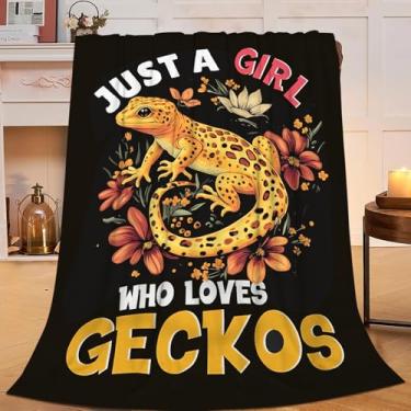 Imagem de Flintis Just A Girl Who Loves Geckos Cobertor Decoração Gecko Cobertor Presentes para Meninas Meninos Amantes Super Quente Macio Pelúcia Leve Lã Flanela Cobertores de Cama para Crianças Adultos Homens