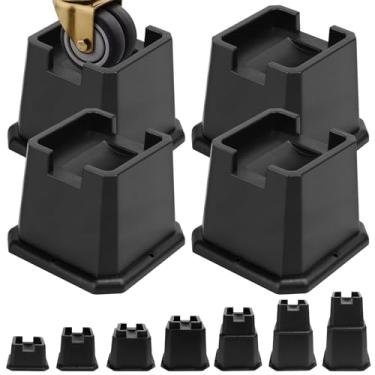 Imagem de MCXYEM Elevação ajustável para móveis de cama elevações em alturas elevadores resistentes para postes e rodas de móveis sofá cama sofá cadeira mesa (roda fixa 7,6 cm (conjunto de 4))