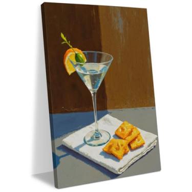 Imagem de Martini Cheese Crackers Cocktail Wall Decor Canvas Wall Art Framed Art Prints Poster para Casa Sala de Jantar Cozinha Bar Carrinho Restaurante Bar Carro Sala de Estar Pinturas Imagens 14,5 X 11,5