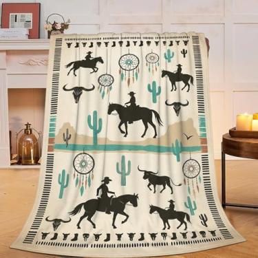 Imagem de Cobertor de cavalo ocidental, presentes de preguiça para mulheres, meninas, mantas fofas, de flanela macia, aconchegante, felpudo, felpudo, quente, roupa de cama para crianças e adultos, 102 x 127 cm