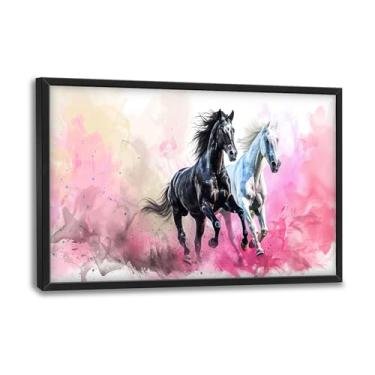 Imagem de Flintis Arte de parede de cavalo grande preto e branco imagens de cavalos decoração de parede pintura abstrata em tela animal impressão obras de arte decorações emolduradas para sala de estar banheiro
