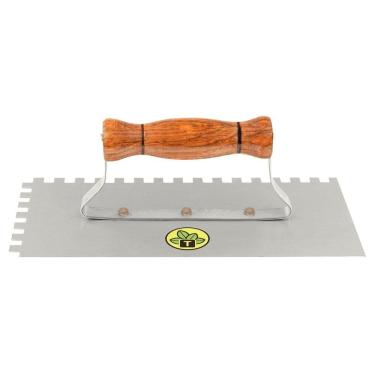 Imagem de Desempenadeira Metálica Base Lisa Tramontina Com Dentes Com Cabo Madeira Tramontina