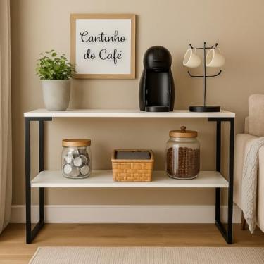 Imagem de Aparador Buffet Industrial Cantinho do Café–2 Prateleiras em MDF(PRETO - BRANCO)