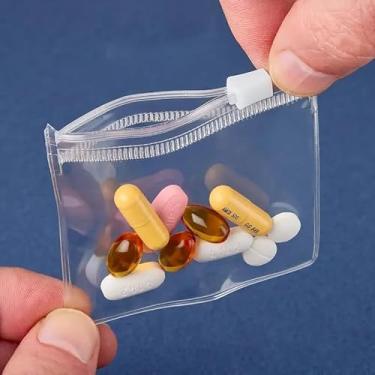 Imagem de 1 conjunto de 20 rolos de armazenamento de joias, sacos reutilizáveis com zíper para acessórios essenciais de viagem, organizador de pílulas, kit organizador multifuncional