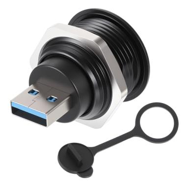 Imagem de Fyntave Adaptador de montagem USB 3.0 macho para fêmea à prova d'água, conector adaptador de montagem, conversor de soquete redondo, adaptadores de extensão de montagem em painel USB3.0 com fixação de