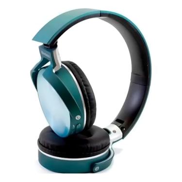 Imagem de Fone de Ouvido Bluetooth Over-Ear, Headset Sem Fio com Microfone Embutido, Conexão AUX/SD/Rádio, 6h Autonomia, Design Ergonômico, Isolamento Acústico, Azul e Preto