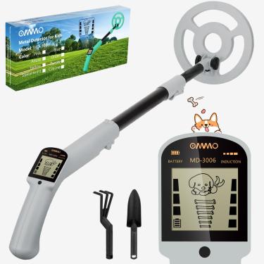 Imagem de OMMO Detector de metais, ajustável de 69,8 a 96 cm, detector de metais para crianças com visor LCD intuitivo, detectores de metais leves para crianças com bobina de busca de 15,24 cm para caminhadas