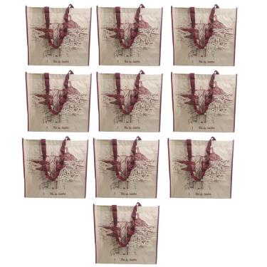 Imagem de Bolsa Ecobag Ecologica Kit 10 Unidades Alça Compras Mercado Resistente Dobravel