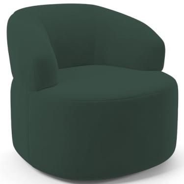 Imagem de Poltrona Giratória Orgânica Para Sala de Estar Living Helena L02 Suede Verde Musgo - Lyam Decor