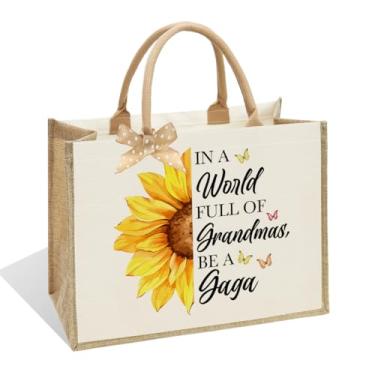 Imagem de NBIAN Sacola de girassol para avó mãe, presente de Natal, Dia das Mães, aniversário, sacola de lona com placa inferior acolchoada removível, grande bolsa ecológica