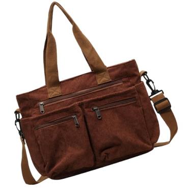 Imagem de Bolsa de ombro de veludo cotelê, sacola de veludo cotelê para mulheres - Sacola universitária de grande capacidade Sacola com bolsos,Bolsa tipo estilingue, pochetes, pacote de viagem para guarda-chuva