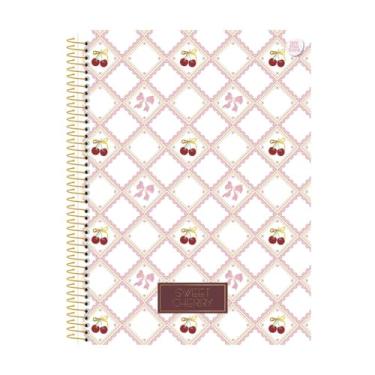 Imagem de Caderno Universitário Perfume Sweet Cherry - 10 Matéria 160 Folhas Animativa Papelaria Premium Cereja (Branco xadrez)