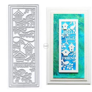 Imagem de DzIxY Houses English Metal Cutting Die para fazer cartões, kit de gravação de papel, corte, scrapbook, máquina de scrapbook, estêncis, bolsos de armazenamento, suprimentos