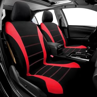 Imagem de Foneso Capas de assento de carro, 100% respiráveis com esponja composta interna, acessórios de ajuste universal compatíveis com airbag para carros, caminhões, sedans, vans, SUVs (vermelho (21 peças