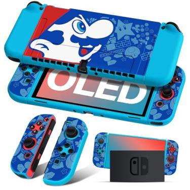 Imagem de Xinocy for Nintendo Switch OLED Case Cute Cartoon Anime Design Cases Kawaii Fun - Funny Fashion Soft Slim Protective Shell Cover Dockable Joycon for Kids Boys Teens Girls for Switch OLED 2021, Blue