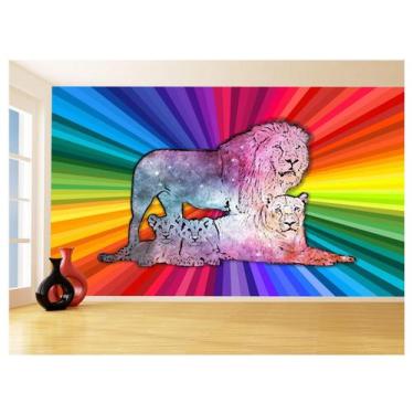 Imagem de Papel De Parede Animais Pop Art Familia Leões 3,5M Pxa412 - Você Decor