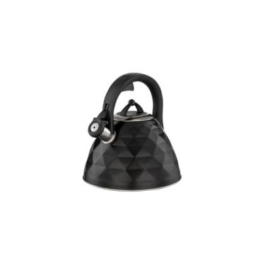 Imagem de Chaleira com Apito em Aço Inox, 3 Litros, Cabo em Nylon Isolante Térmico, Preta e Inox, para Fogão a Gás e Elétrico