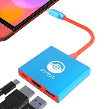 Imagem de Base de interruptor para Nintendo Switch, estação de ancoragem portátil compatível com Nintendo Switch e Switch OLED, interruptor HDMI 4K/60Hz Switch Dock de TV pequeno e moderno Switch Dock de