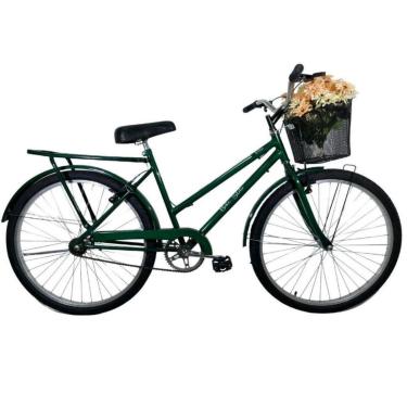 Imagem de Bicicleta Retrô Aro 26 Freio V-Brake Cesta Verde-Unissex