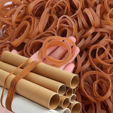 Imagem de 20 peças de pulseiras de borracha reutilizáveis alargadas alongadas amarelas elásticas anel para casa cozinha escola escritório embalagem corda acessórios, 6 cm