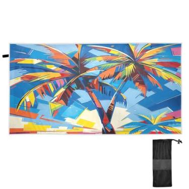 Imagem de Blueangle Toalha de praia de palmeiras - Toalhas de viagem compactas e leves - Toalha de secagem rápida super absorvente para natação, acampamento e férias (260)