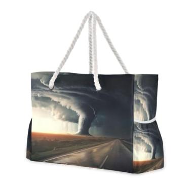 Imagem de ATTX Bolsas de praia pretas Tornado para mulheres - Bolsas de praia grandes com zíper, impermeável, à prova de areia, bolsa para piscina, bolsa grande #18