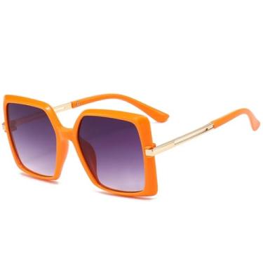 Imagem de JRLLFD Óculos de sol de armação grande de luxo para mulheres e homens, moda para áreas externas, direção, praia, festa, UV400 (laranja, cinza)