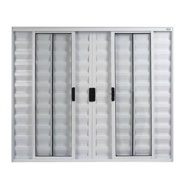 Imagem de Janela Veneziana 6 Folhas Central sem Grade Vidro Liso 100x100cm Ecosul Esquadrisul