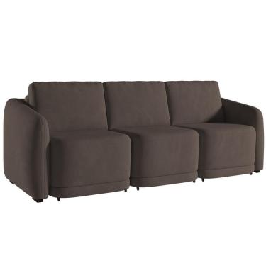 Imagem de Sofá Cama Casal Para Sala 246cm Polska Z08 Veludo Marrom - Mpozenato