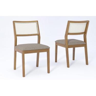 Imagem de Cadeira Sala De Jantar Bella Kit 2 Un Carvalho-linho Bege - Cimol